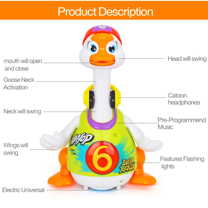 HOLA TOYS 828 детские игрушки Электрический хип-поп танец чтение и кукольный театр и интерактивные качели Гусь Дети Обучающие игрушки, подарки