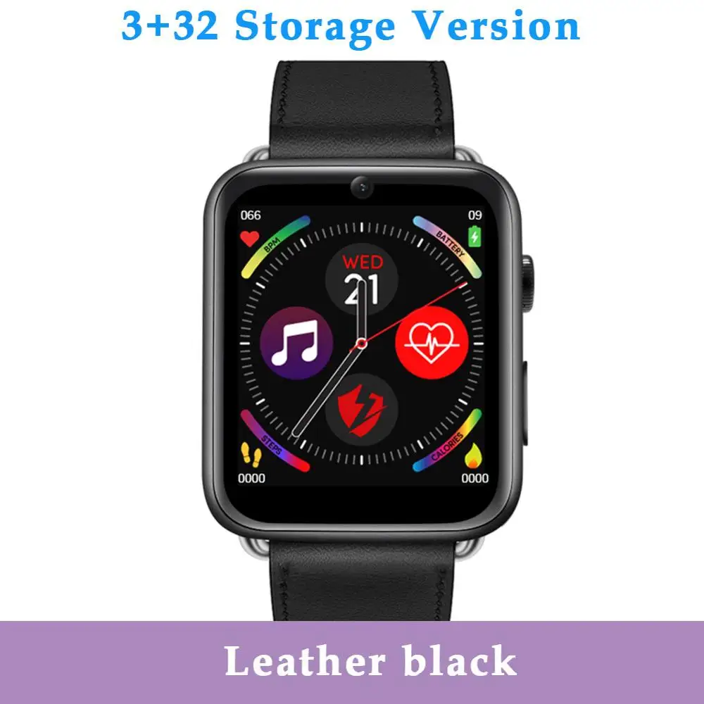 Leather black LEMFO LEM10 4G Smart Watch 1.82 inch Big Screen Android 7.1 3G RAM 32G ROM LTE 4G Sim Camera GPS WIFI Heart Rate Men Women - Цвет: Leather black