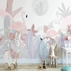 Настенные обои на заказ скандинавские Ins ручная роспись абстрактное растение Фламинго настенная живопись гостиная спальня внутренняя фоновая стена