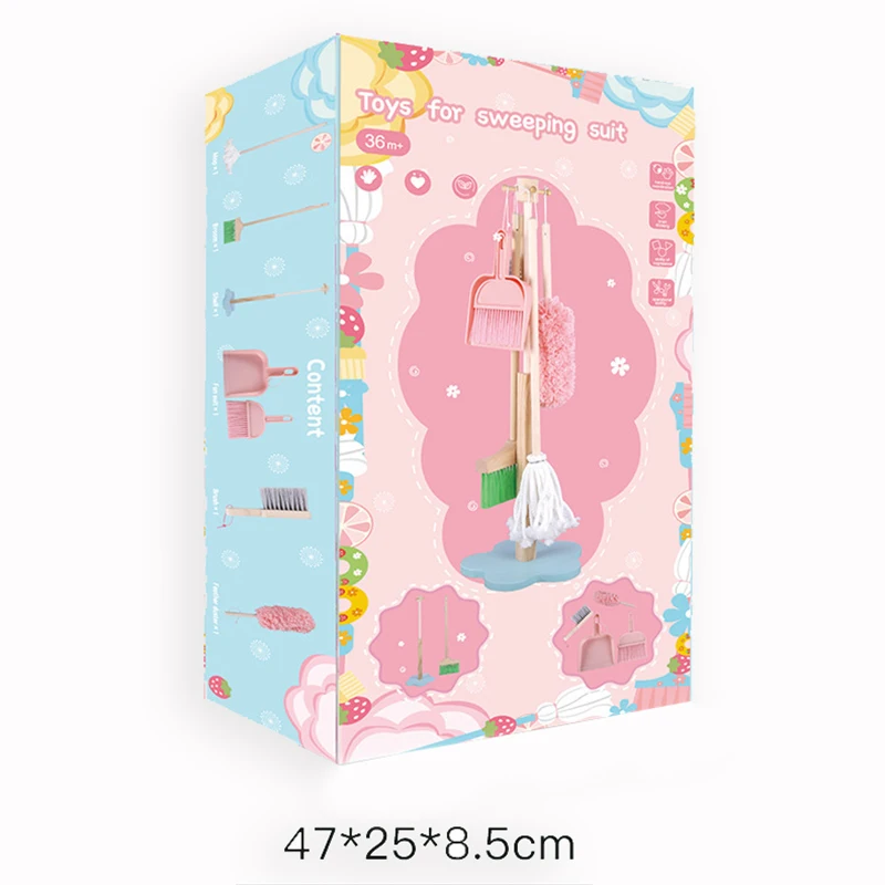 

New Product Children's Play House Simulation Cleaning Broom Wooden Combination Girl Kitchen Toy Gift
