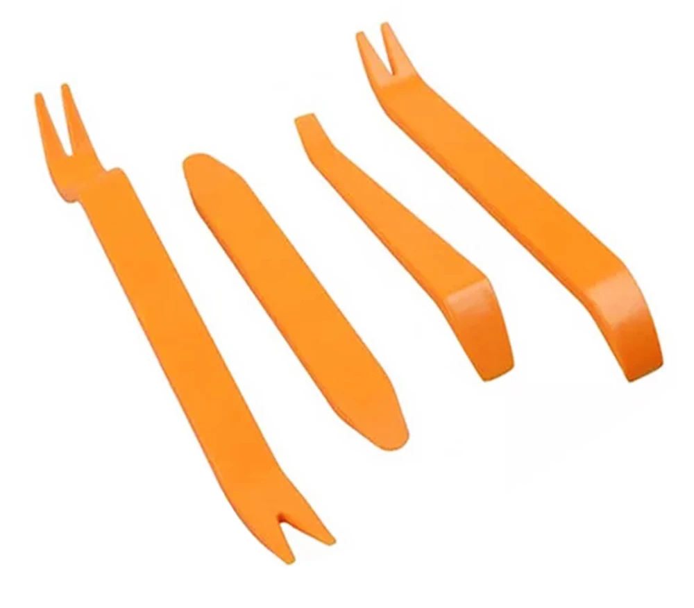 EIDRAN 4pcs Universal Plastic Orange Car Radio Stereo Door Trim Dash Panel Install Removal Tools Kit | Hand-held Disassembly