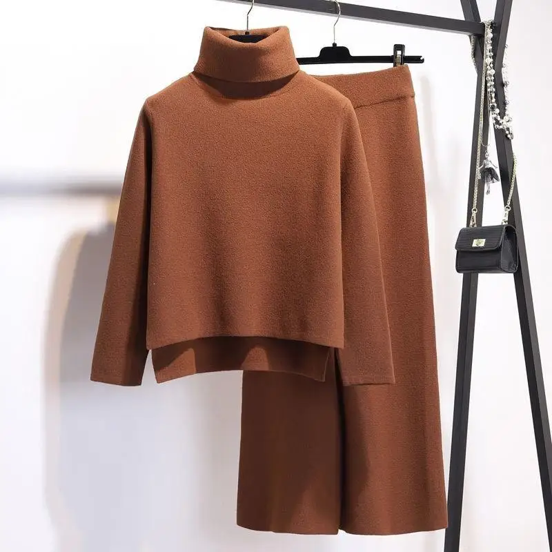 Комплекты из 2 предметов однотонные женские свитера с высоким воротом пуловеры