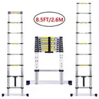 Портативная легкая телескопическая алюминиевая лестница, Многофункциональная лестница в елочку длиной 2,6 м, складная раздвижная лестница для дома, HWC