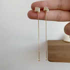 Женские серьги золотого цвета, элегантные Винтажные серьги, длинные кисточки кристаллы