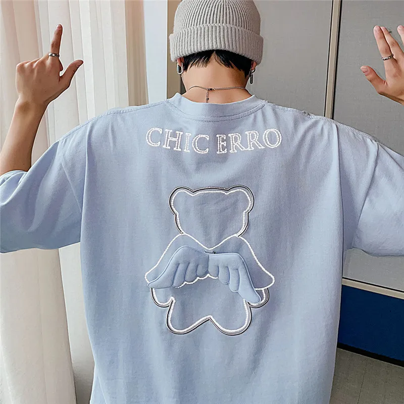 Футболка мужская в стиле Харадзюку забавная уличная одежда с белыми крыльями High