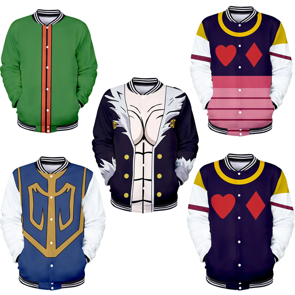 

Anime Hunter X Hunter Cosplay Uniform Baseball Jacket Kulolo GON FREECSS KILLUA Jacket Baseball Uniform Men Bomber Jacket