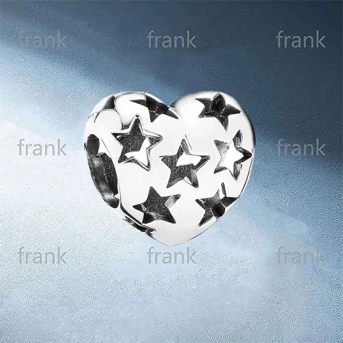 

791393 Openwork heart silver charm with cut-out stars