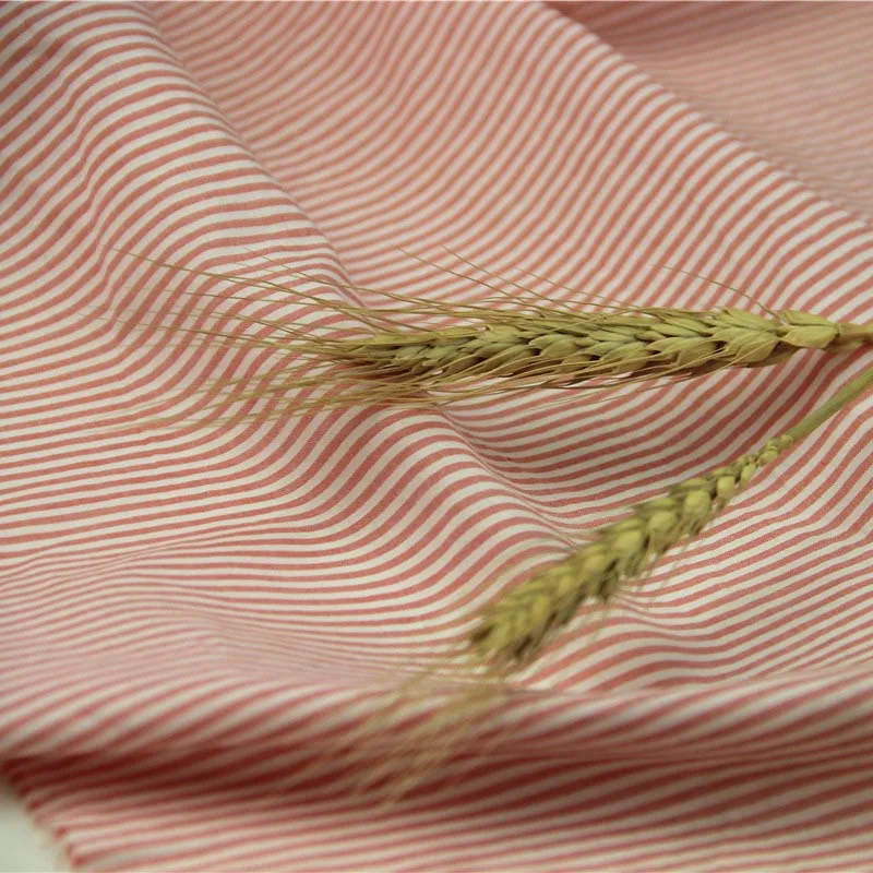 ORANGE RED 100% Cotton Yarn Dyed High Count Stripe Thin Textile Fabrics for Summer Clothes Shirt Dress Blouse Craft Home Decor