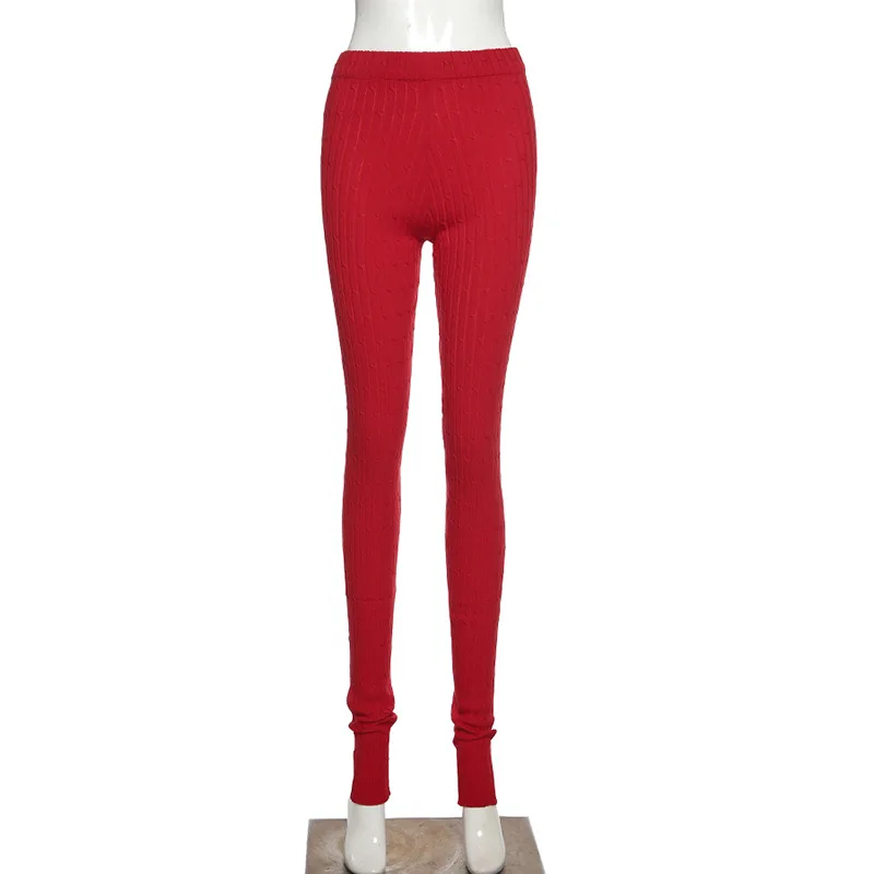 

2021 New Autumn Spring Knitted Twist Pencil Pants Workout High Waist Women Sexy Fitness Sweatpants Long Trousers Streetwear