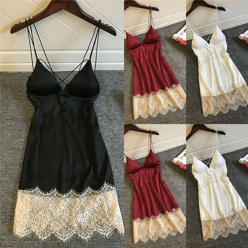 

Women Satin Lace Floral Sleepwear Babydoll Sexy Lingerie Nightwear Shorts Pjs Pyjamas Set Nightdress Nightgown Sleepwear