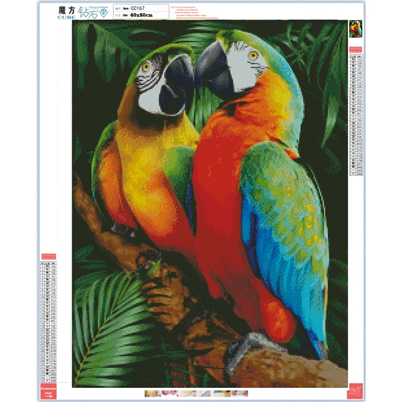

DIY Diamond Painting Colorful Parrot Embroidery Mosaic Cartoon Crafts Full Round Rhinestones Picture Home Decor Art Gifts