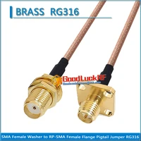 dual sma female washer bulkhead nut to rp sma rp sma rpsma female 4 hole flange pigtail jumper rg316 extend cable low loss