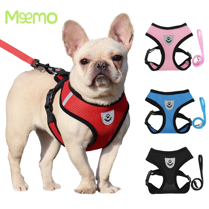 

Dog Harness with Leash Summer Pet Adjustable Reflective Vest Walking Lead for Puppy Polyester Mesh Harness for Small Medium Dog