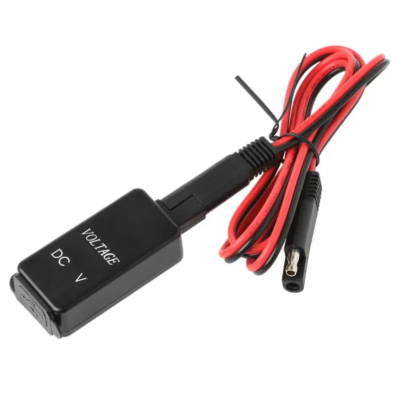 OOTDTY Водонепроницаемый 12V автомобиль мотоцикл SAE USB Зарядное устройство вольтметр для сотового телефона Tablet