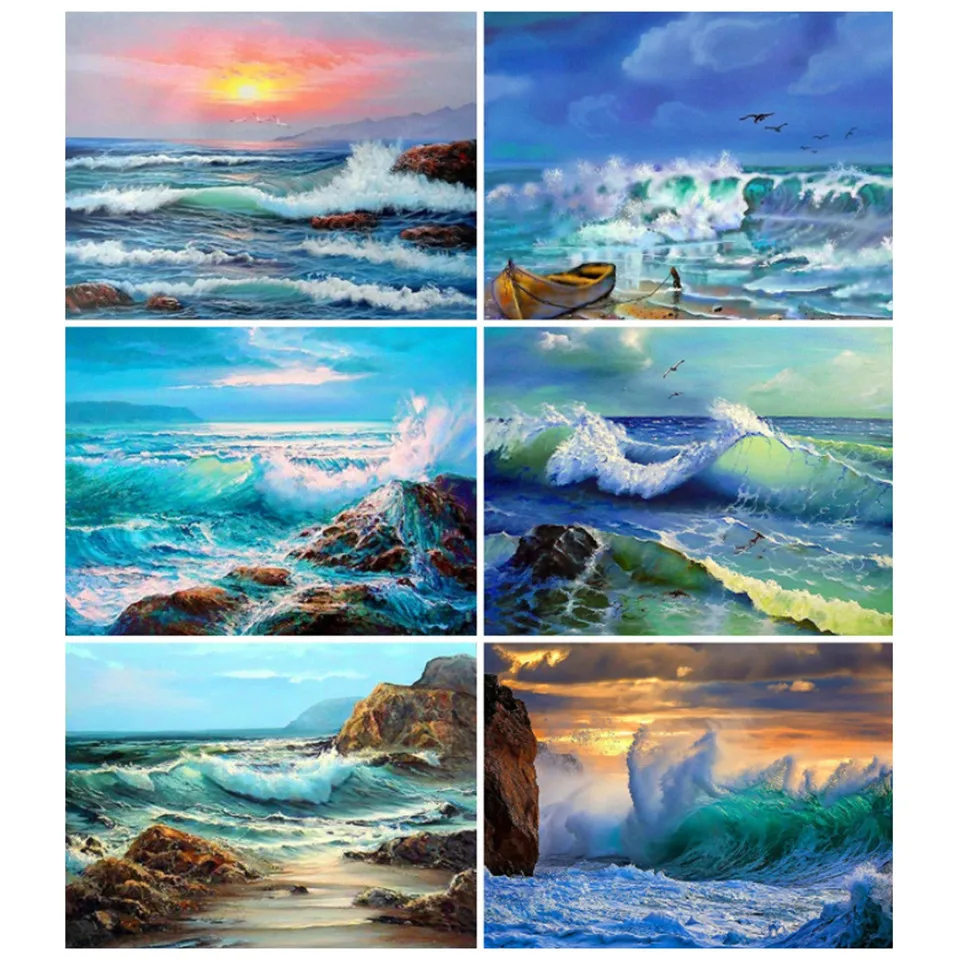 5D алмазная живопись сделай сам вышивка крестиком Приморский берег полная