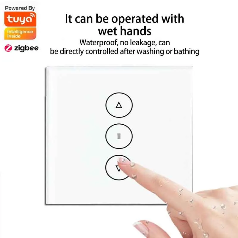 

Tuya Zigbee Smart Touch Curtain Switch For Alexa Voice Remote Control 86 Panel Tuya Smart APP Smart Life/Tuya Remote Control