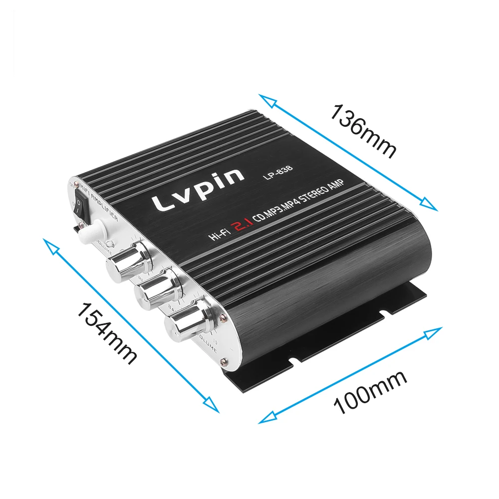 Усилители каналов Lvpin LP-838 Hi-Fi 2 1 автомобильный стереосабвуфер усилитель басов