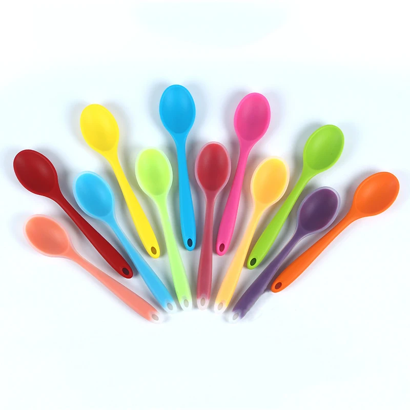 

1PC Colorful Silicone Spoon Tableware Heat Resistant Easy To Clean Non-stick Rice Spoons Cooking Kitchen Tools Kitchenware Spoon
