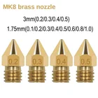 1 шт. MK8 сопло для 3D принтера 0,10,40,30,20,50,60,81 мм медный экструдер с резьбой 1,75 мм 3,0 мм Головка накаливания латунные сопла