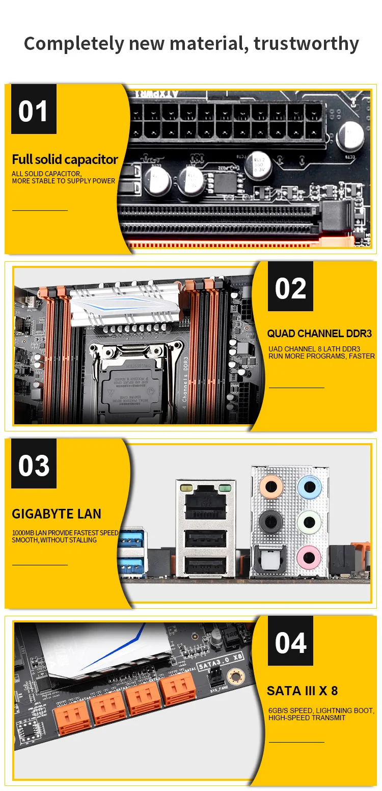 X99 чипсет Материнская плата Intel с LGA 2011-3 гнезда поддерживает процессоры Intel Ксеон E5-2678/2669/2649/2629/2696 v3