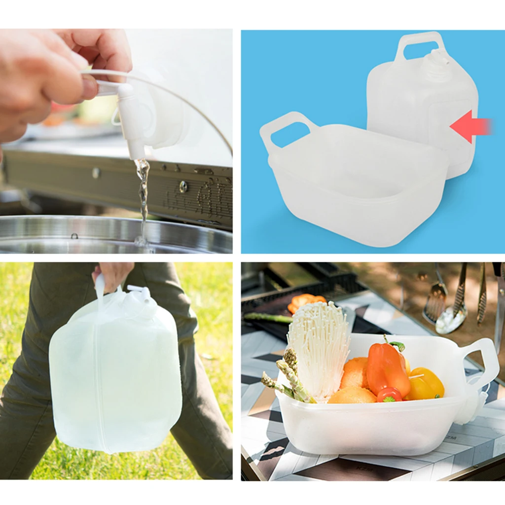 10L LDPE Portable Collapsible Water Container Carrier Folding Basin Bucket For Car Home Outdoor Camping Travel | Спорт и развлечения