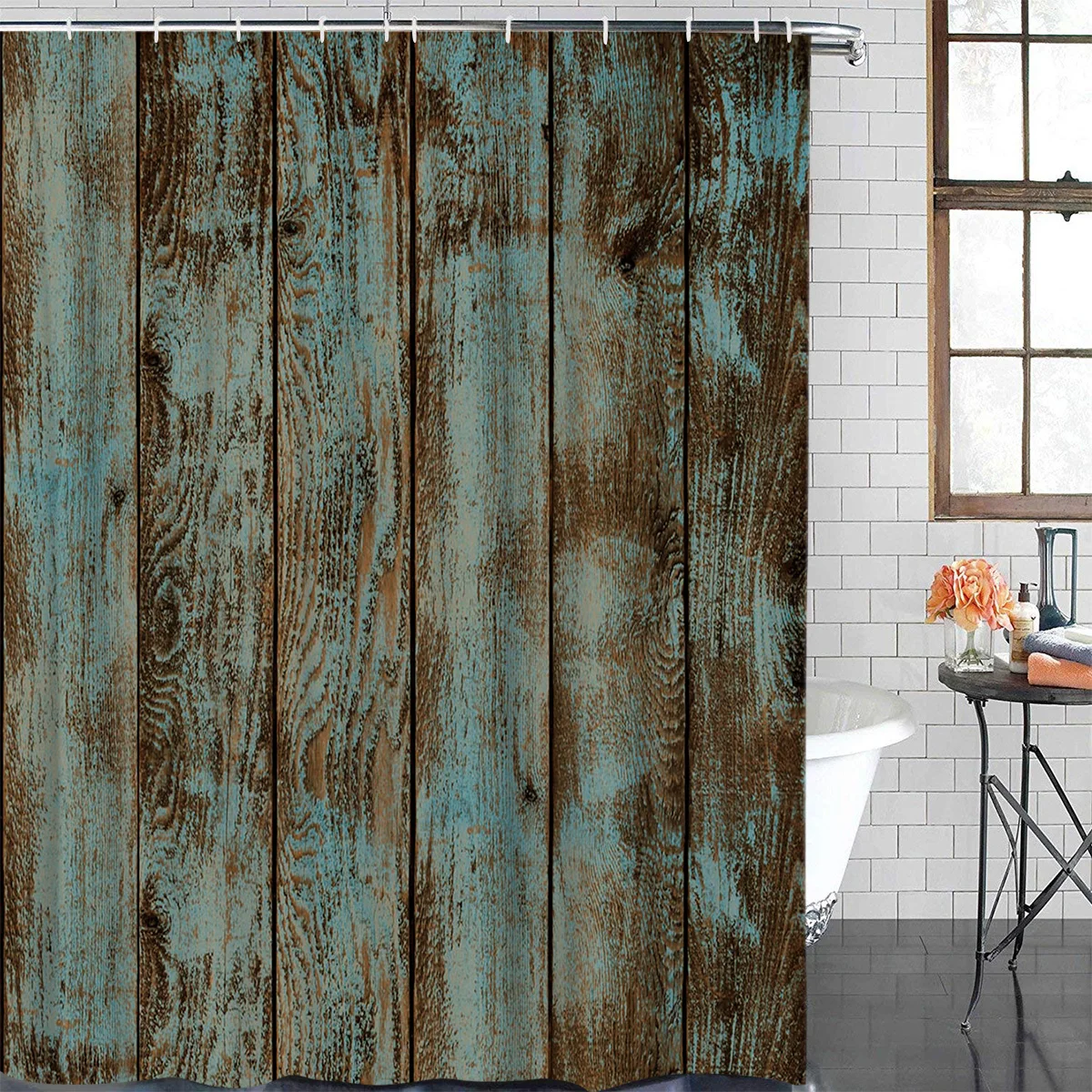 Retro Wood Grain Texture Print Waterproof Shower Curtain Polyester Fabric Bath Washable Home Decor Curtains | Дом и сад