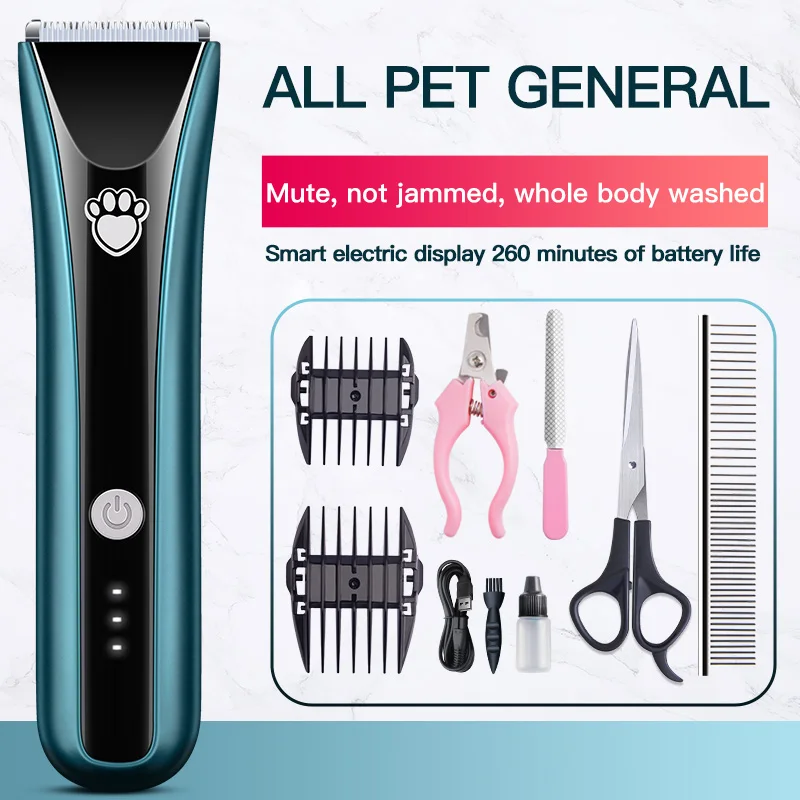 

Dog Hair Clippers Grooming Professional Pet Hair Clipper Grooming Clippers Cat Cutter Shaver Set IPX7 Waterproof Rechargeable