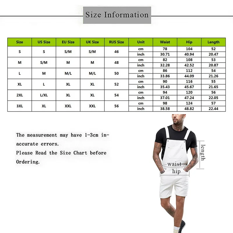 

Nice Men White Short Jumpsuit Summer VogueJeans Pants Men Streetwear Bib Overall Jumpsuit Pop Plus Size Pocket Suspender Pants