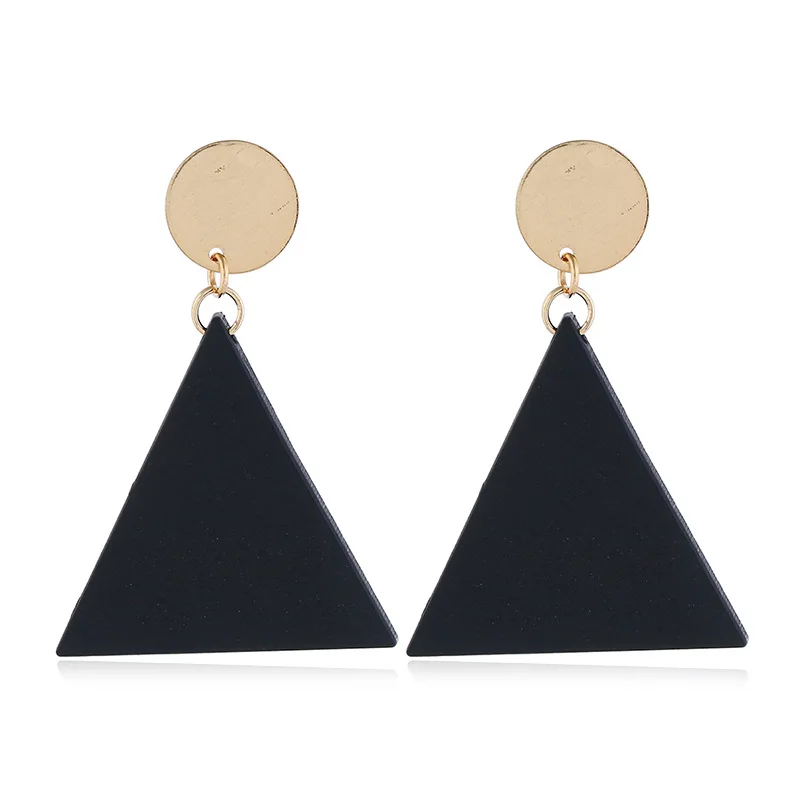 Модные деревянные серьги треугольные круглые геометрические Зеленые Черные для