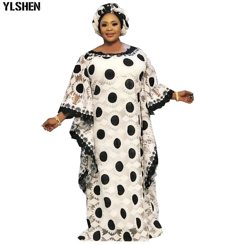Женское кружевное платье в африканском стиле с цветочной вышивкой Дашики