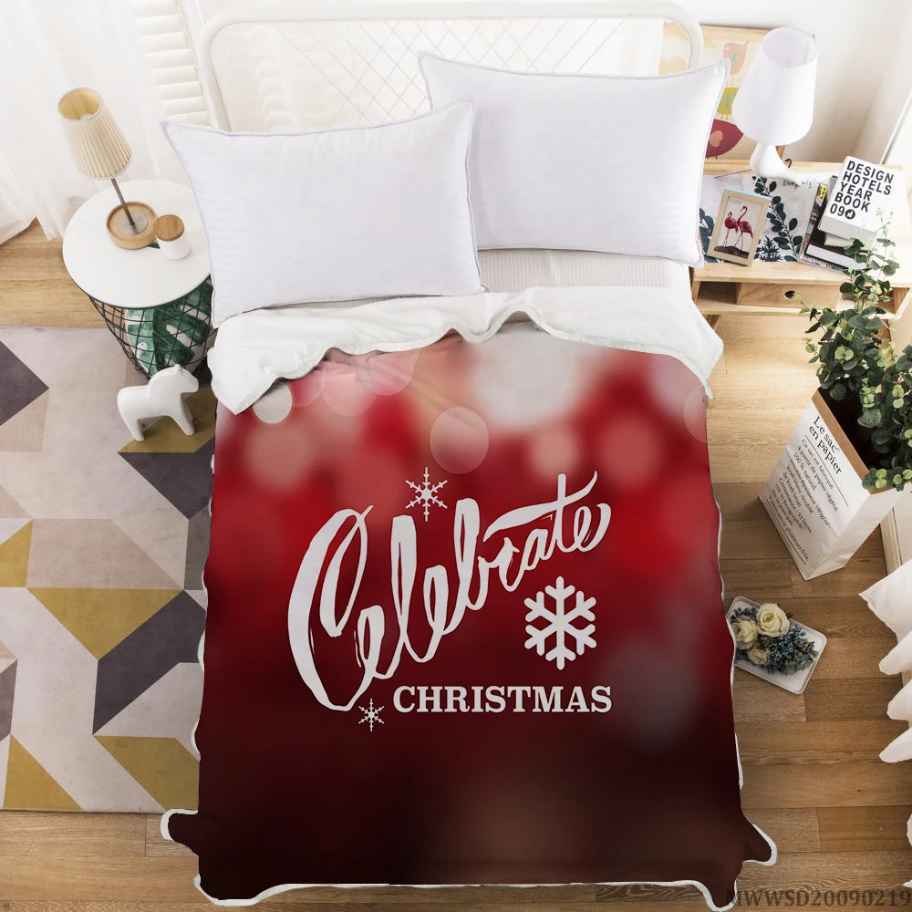 

Merry Christmas Blanket 3D Print Sherpa Blanket on Bed Home Textiles Dreamlike For kids and Children gifts