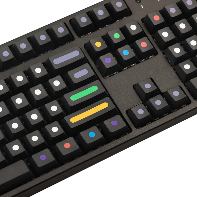 

Five Sides Over Dye-subbed 128-Key Keycaps Cherry Profile Mechanical Gaming Keyboard with Colorful Round Dots