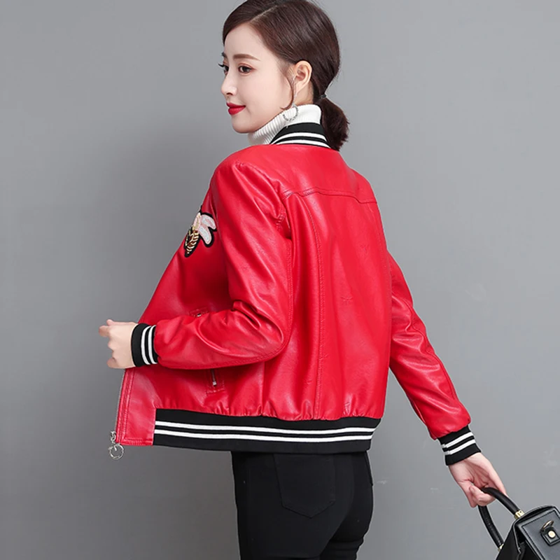New Sheep Leather Baseball Jacket Women Autumn Winter 2022 Fashion Warm Thick Double-faced Fur Lamb Cashmere Liner Leather Coat