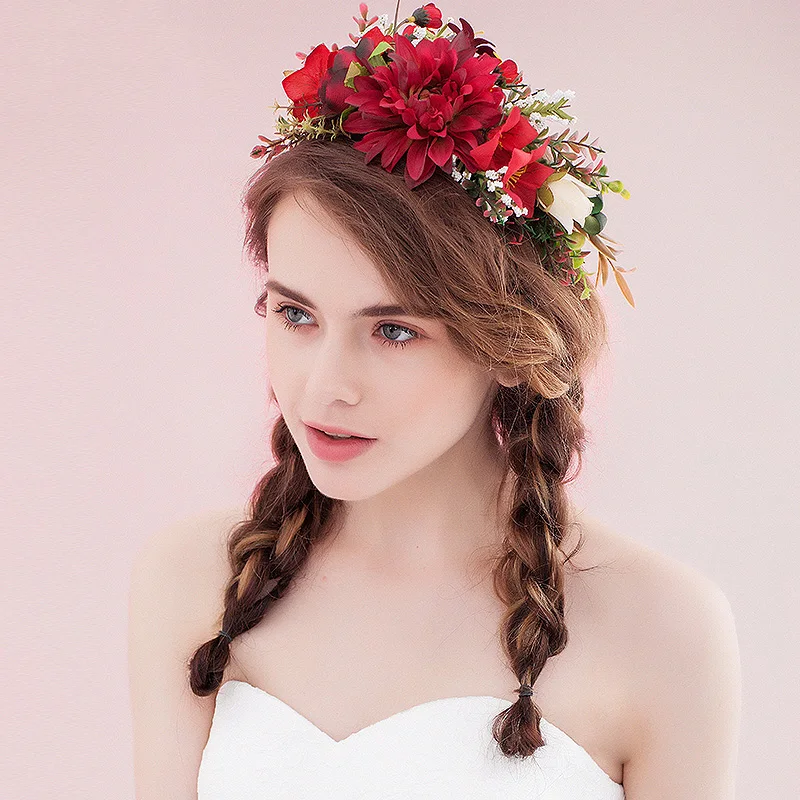 Свадебные аксессуары для волос невесты имитация цветов диадема венок летняя