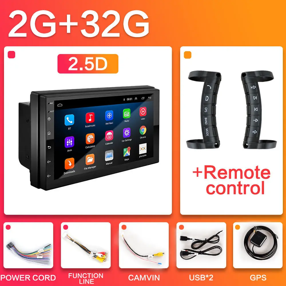 2G-Remote control 2.5D Android 8,1 Универсальный 2 din " автомобильный навигатор gps Радио автомобильный Радио Навигация Мультимедиа стерео плеер для Toyota Nissan 2DIN - Цвет: 2G-Remote control