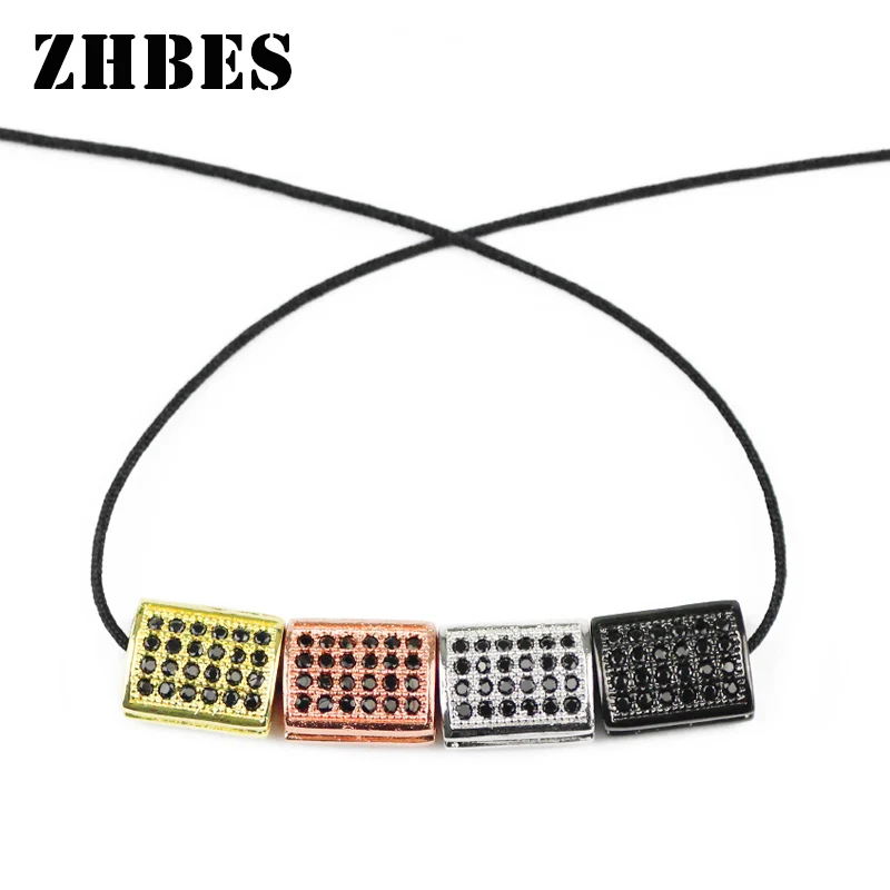 

ZHBES 4 шт., черные циркониевые геометрические бусины для браслета