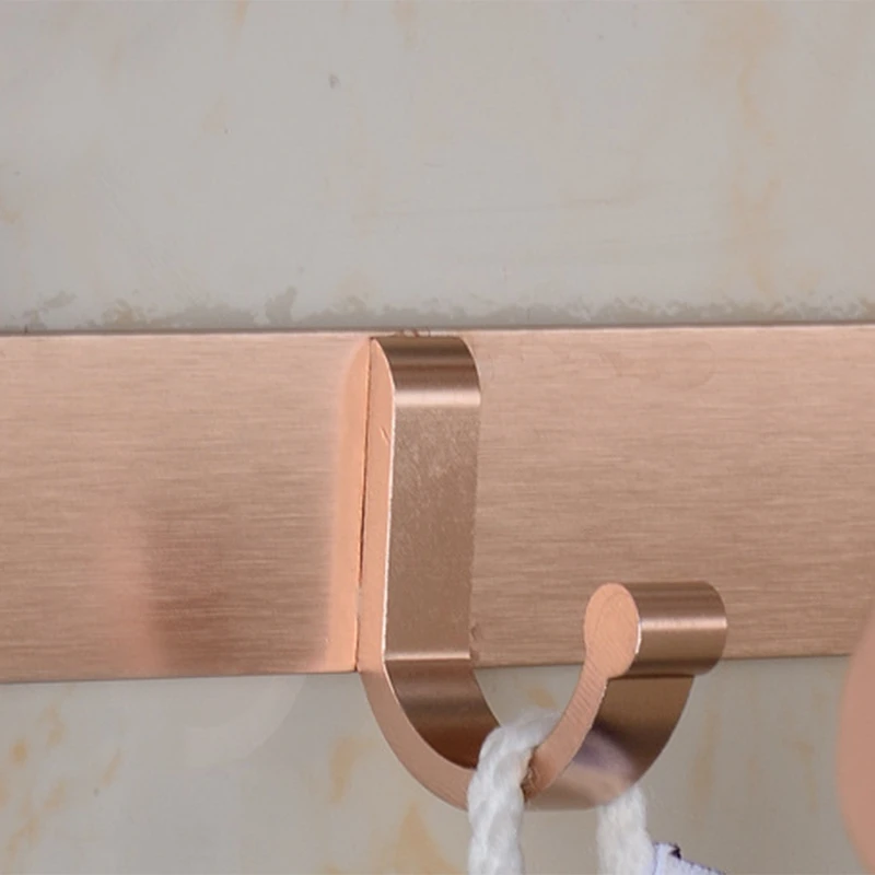 

Towel Holder Bathroom Space Aluminum Rose Gold Hanger Fold Matt Bath Towel Rack Wall Mount Washroom Shelf