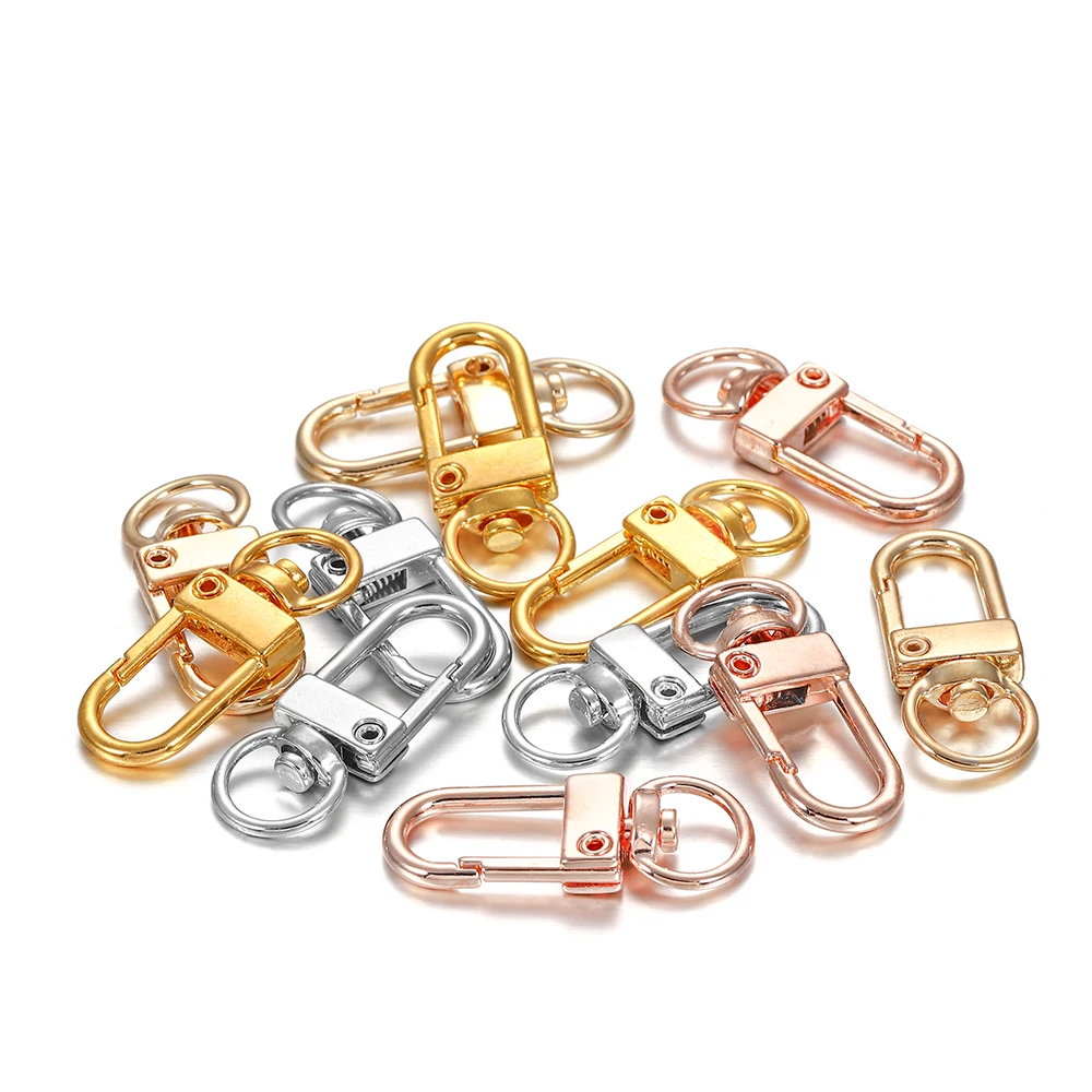 5/10pcs 12x33mm Rotating Dog Buckle Gold Rhodium Metal Lobster Clasps Hooks For DIY Jewelry Making Key Ring Chain Accessories images - 6