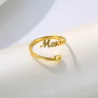 Кольцо с именем и сердцем на заказ, регулируемые кольца с именной табличкой на заказ для женщин, кольцо из нержавеющей стали для пары, ювелирные изделия