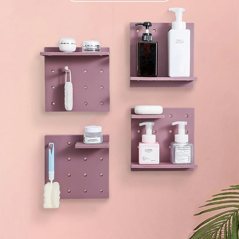 

Creative Free Combination, Multi-Purpose Shelf, Stick-Free Perforated Wall Storage Rack for Kitchen, Bathroom, Living room
