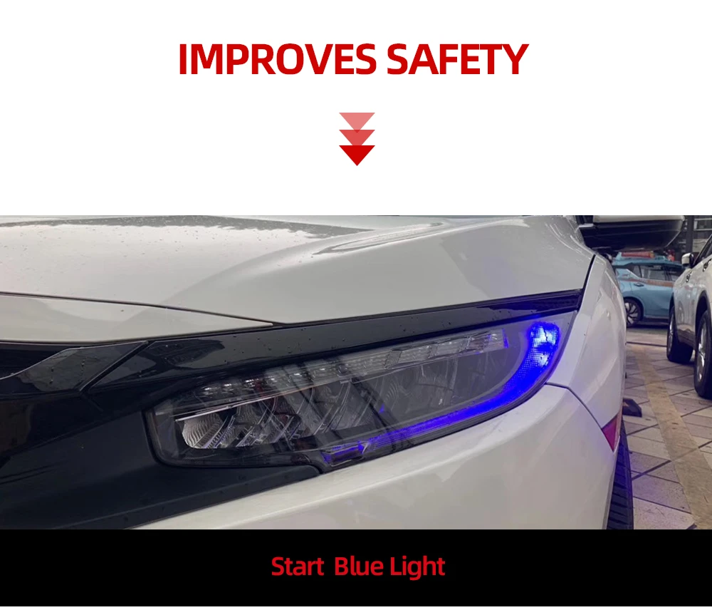 1 пара автомобилей головной светильник для Honda Civic 10th HID светодиодный головной светильник s с движущимися поворота светильник налобный фонарь светодиодный DRL Передняя лампа