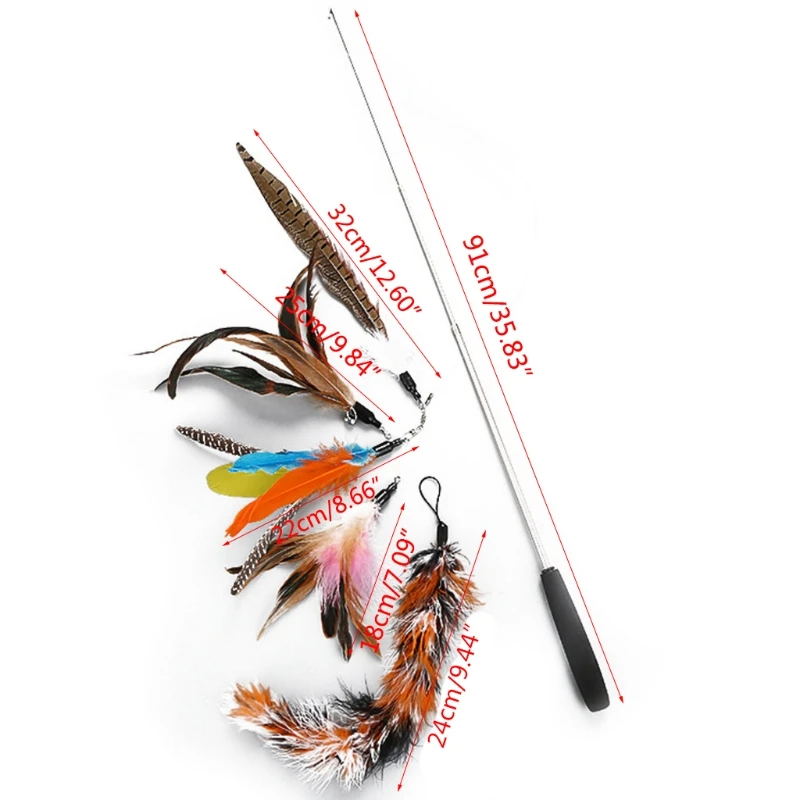 

6 Pcs/set Retractable Funny Cat Stick Pet Supplies DIY Replacement Head Pets Teaser Toys Set Kitten Dog Exercise Rod K0AA