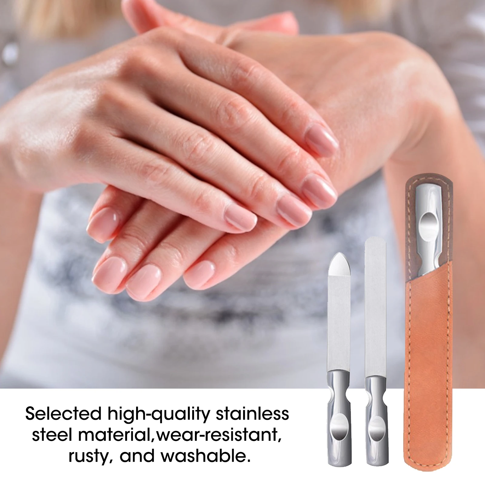 

Professional Double Sided Nail File Stainless Steel Sandpaper Nail Sanding Grinding Polishing Manicure Care Tools