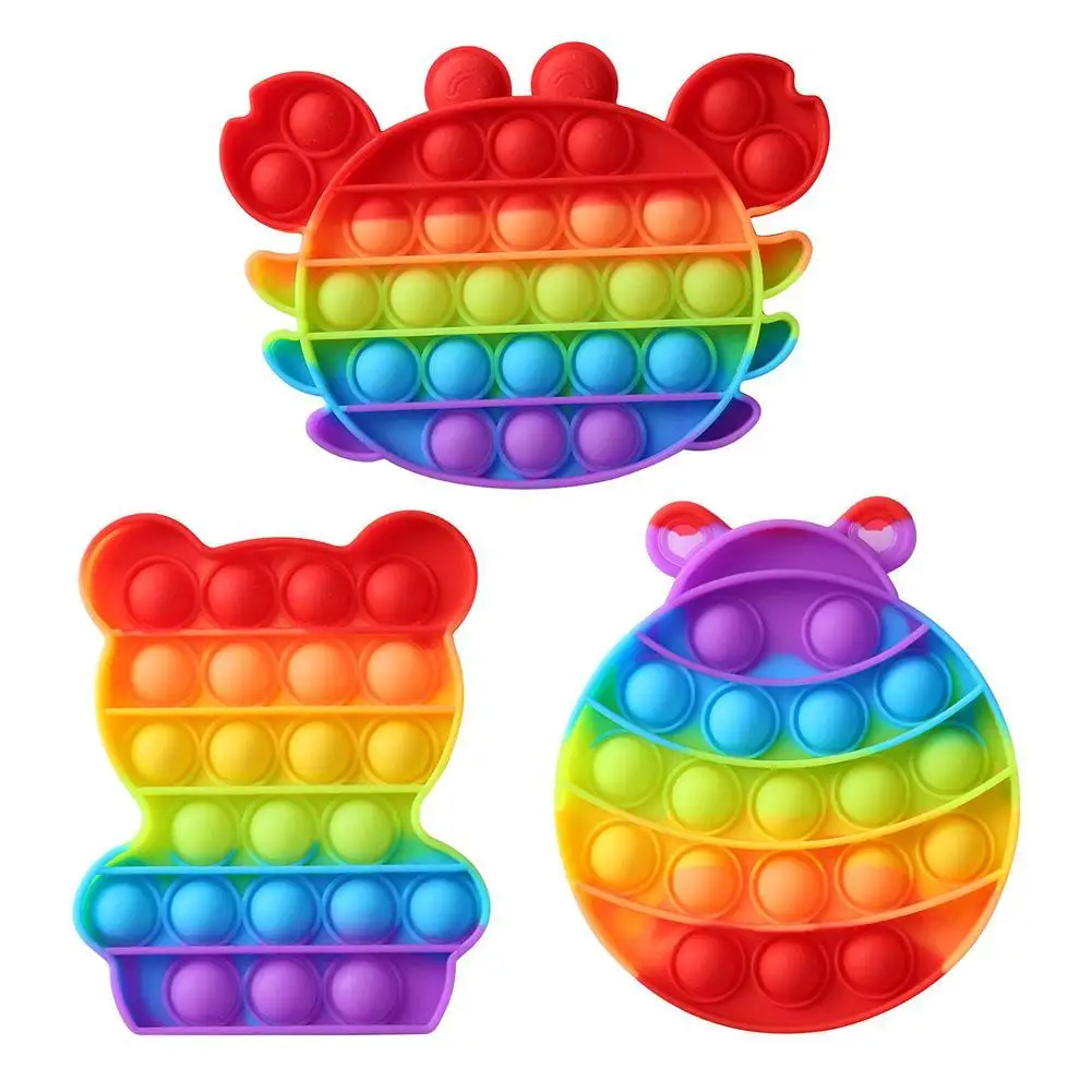 

100pcs/lot Rainbow Funny Pops It Fidget Toy Antistress Toys For Adult Children Push Bubble Sensory Autism Special Needs Anxiety