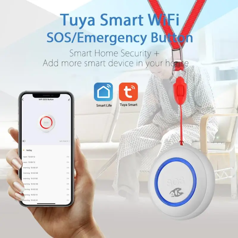 

TUYA WIFI SOS Button Smart Wireless Sensor Alarm Elderly Alarm Waterproof Emergency Help Alarm Switch Work With Tuya WIF