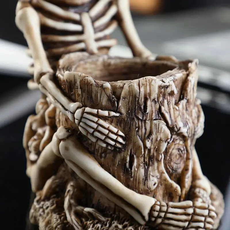 

Skull Pen Holder Skeleton Makeup Brush Pencil Storage Home Office Desk Organizer Halloween Decoration