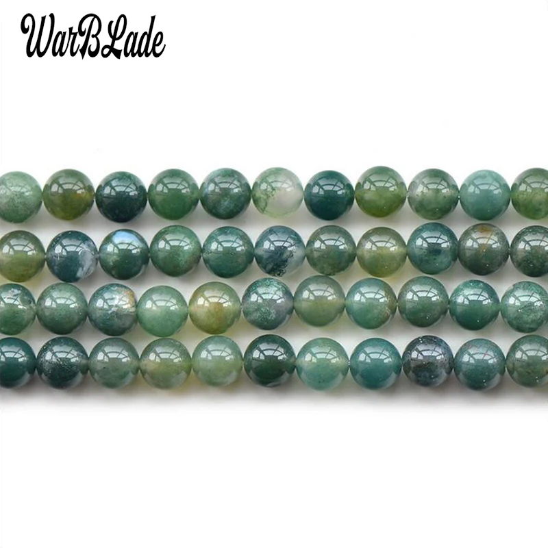 

WarBLade New Natural Stone Moss Grass Beads Onyx Round Loose Green Stone Beads 4mm-12MM For DIY Bracelet Jewelry Making