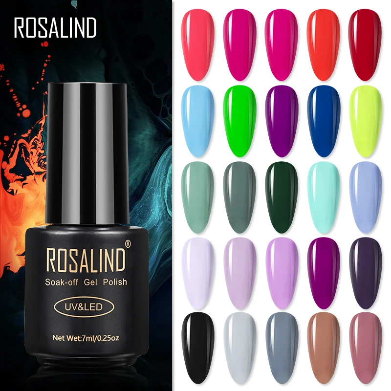 ROSALIND Neon Gel Polish varnishes Hybrid Nails For Manicure 7ML Semi Permanent Soak off Primer Base Top Coat Gel Nail Polish