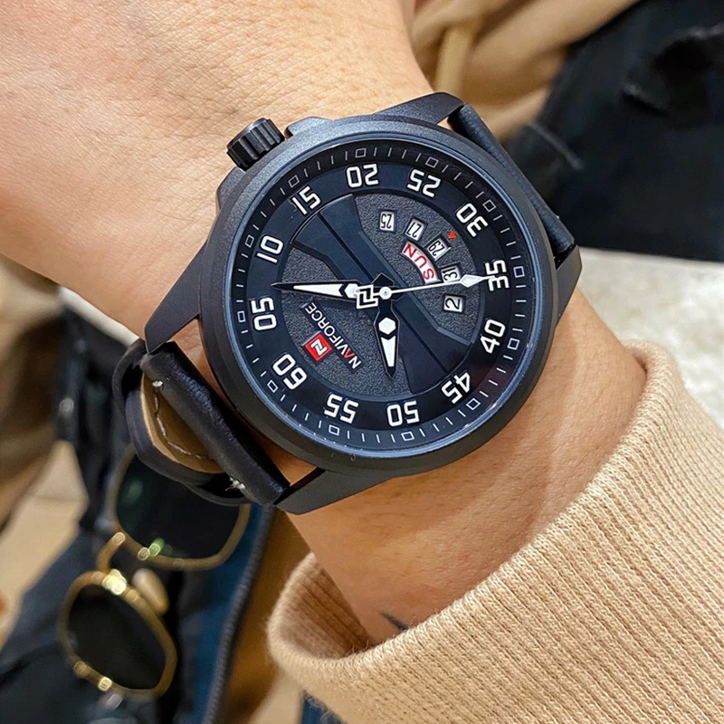 Часы наручные NAVIFORCE Мужские кварцевые Брендовые спортивные водонепроницаемые в