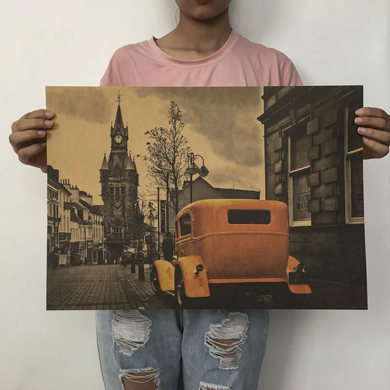 H07 Mling 51,5x36 см 1 шт. крафт-бумага Пейзаж Плакат Коллекция гостиной спальня домашний Декор Ретро настенный стикер с пейзажем - Цвет: H07